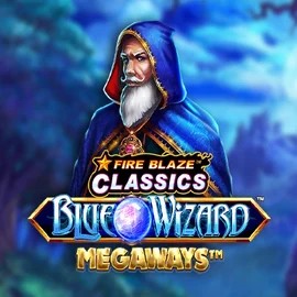 Logo of Fire Blaze Blue Wizard Megaways from Rarestone Gaming at Wolf Casino